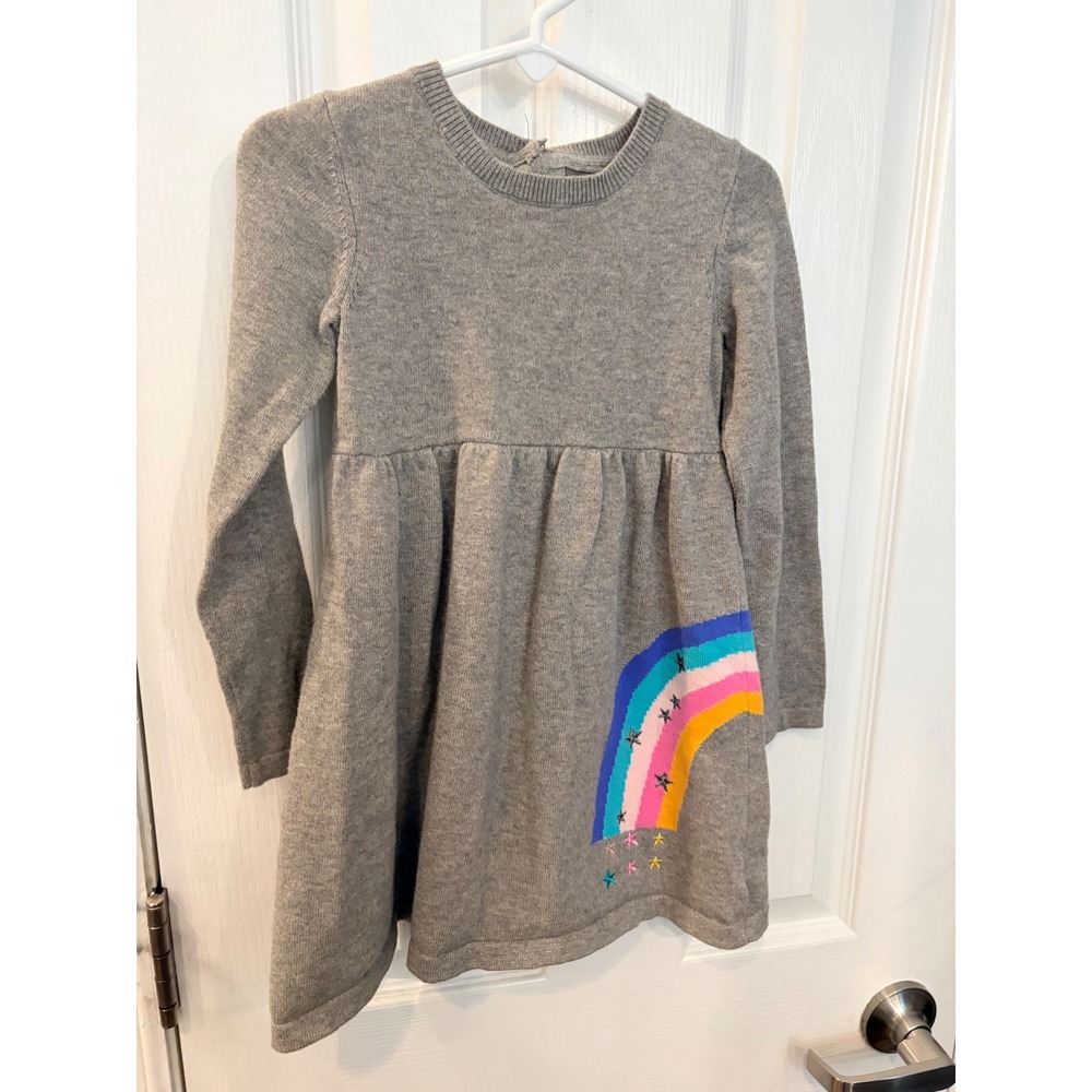 Rumi + Ryder Sweater Dress Gray Rainbow Star Long Sleeve Knit Kids 3T